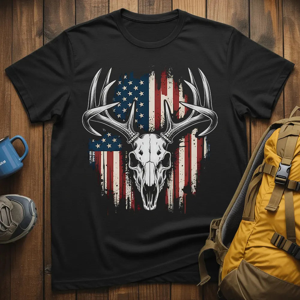 Patriotic Red Deer Skull T-Shirt