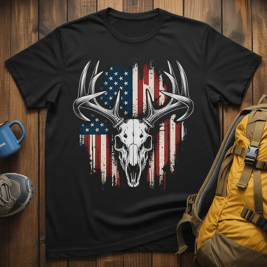 Patriotic Red Deer Skull T-Shirt