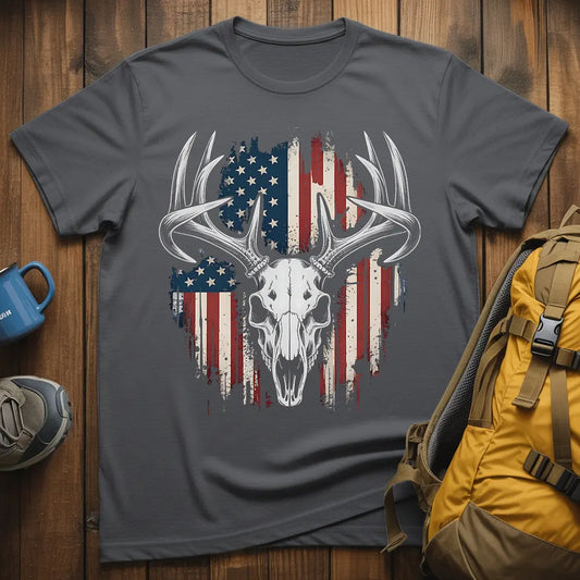 Patriotic Red Deer Skull T-Shirt