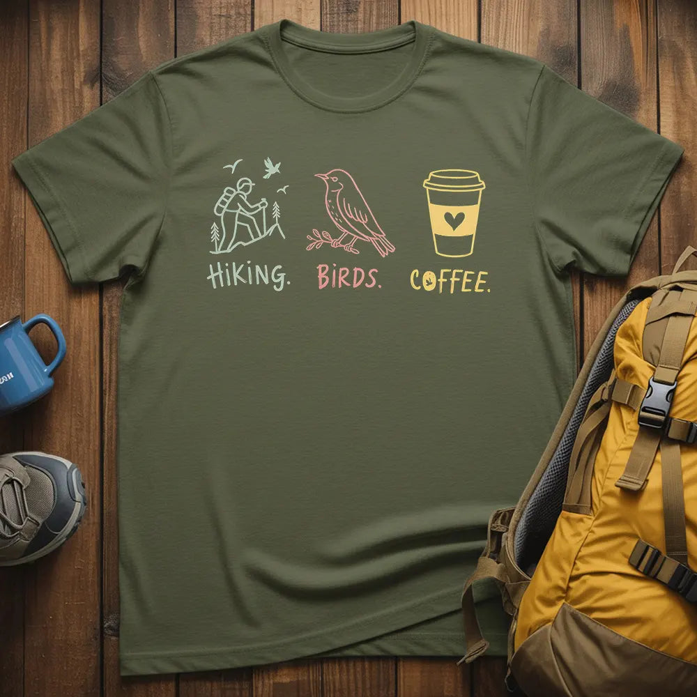 Hiking Birds Coffee T-Shirt