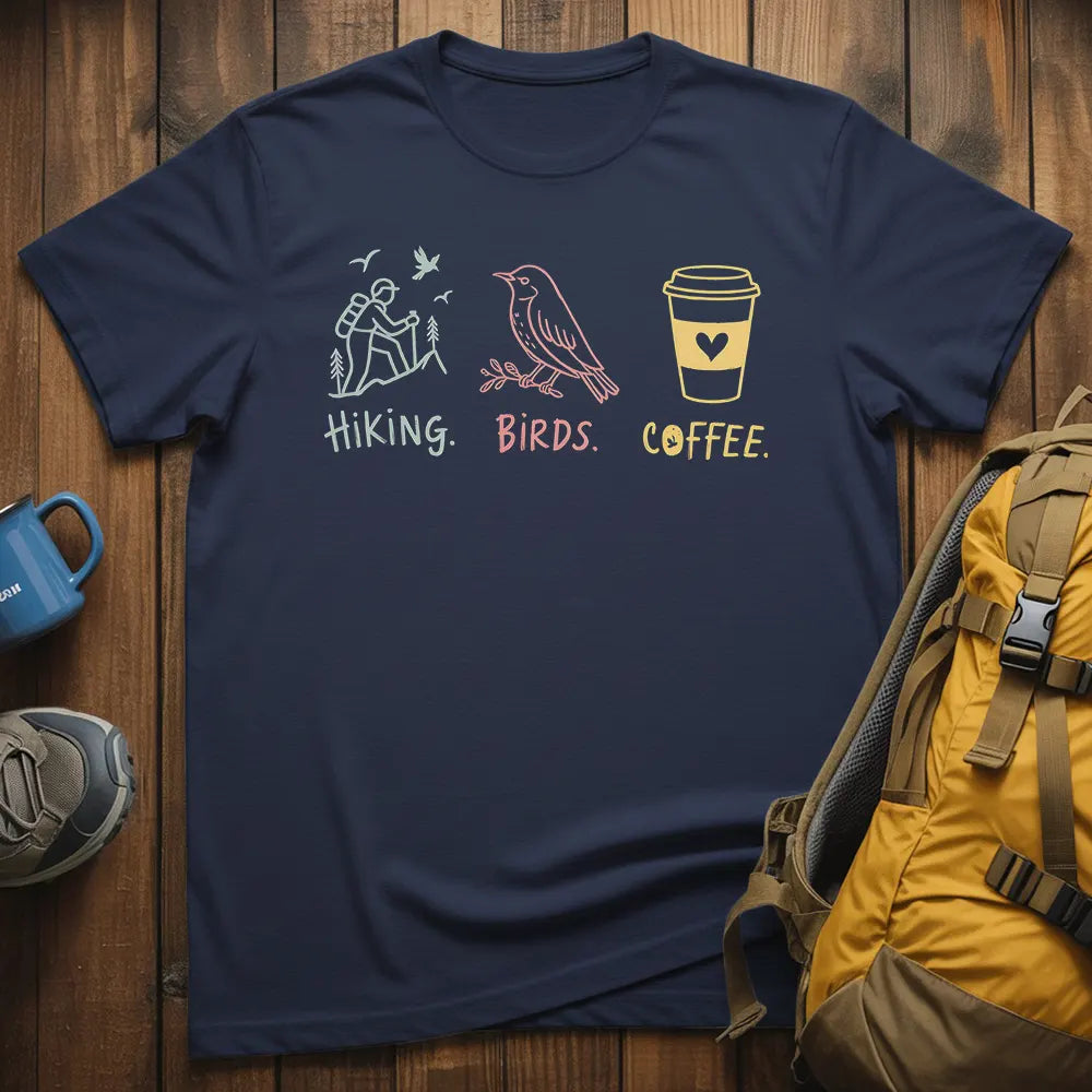 Hiking Birds Coffee T-Shirt